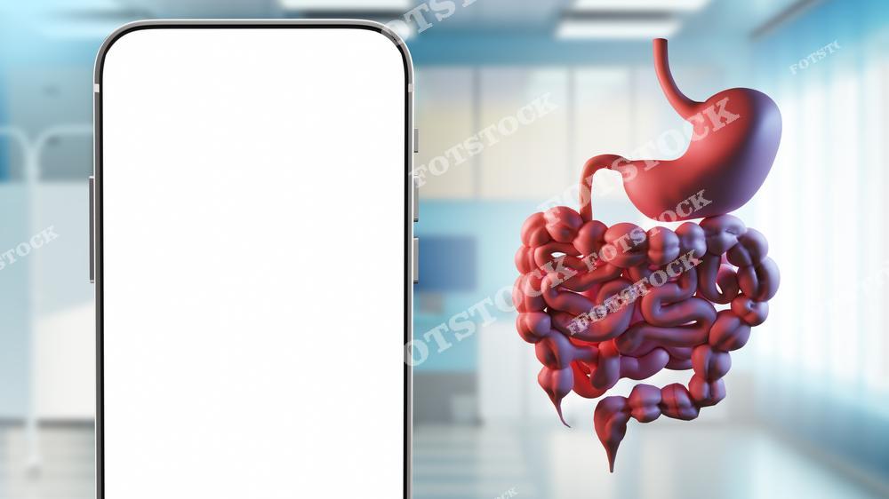 3D-изображение человеческой пищеварительной системы рядом со смартфоном отражает современные технологии телемедицины и дистанционных консультаций гастроэнтеролога. Желудок и кишечник символизируют здоровье желудочно-кишечного тракта, диагностику заболеваний ЖКТ и использование цифровых медицинских сервисов для контроля состояния организма. Смартфон подчеркивает развитие healthcare-технологий, онлайн-консультаций врачей и мобильной медицины. Художественный фокус делает иллюстрацию современной и подходящей для медицинских сайтов, рекламы клиник, healthcare-приложений и публикаций о гастроэнтерологии, пробиотиках и правильном питании. Фото можно использовать для образовательных проектов и рекламы телемедицинских услуг.